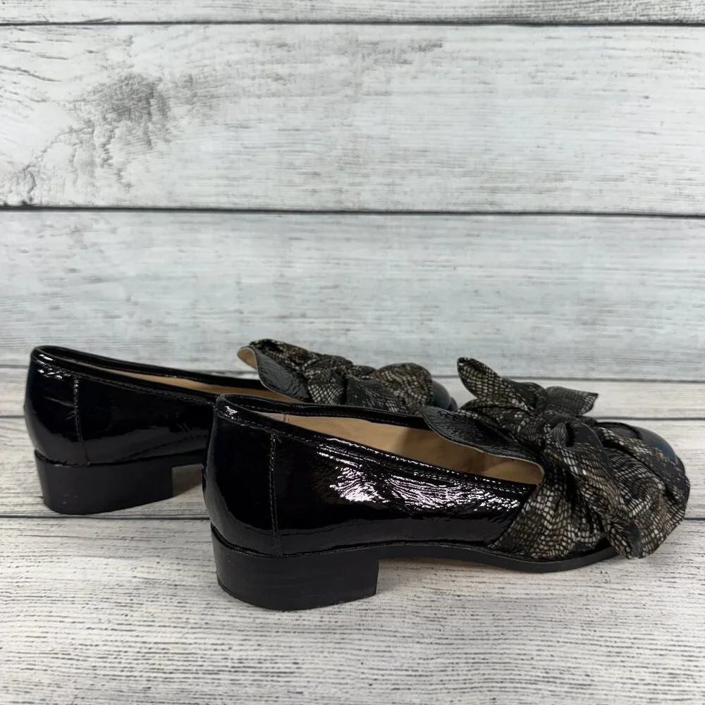 Botkier Corinne Black Bow Patent Leather Loafers Sz 8